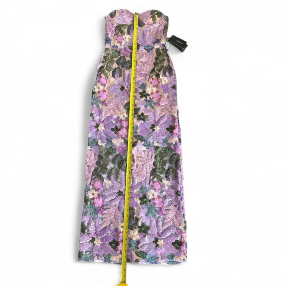 Bella Barnett Eugenia Flowers Sequins Strapless Mesh Dress Purple Size Small NWT - Picture 9 of 14